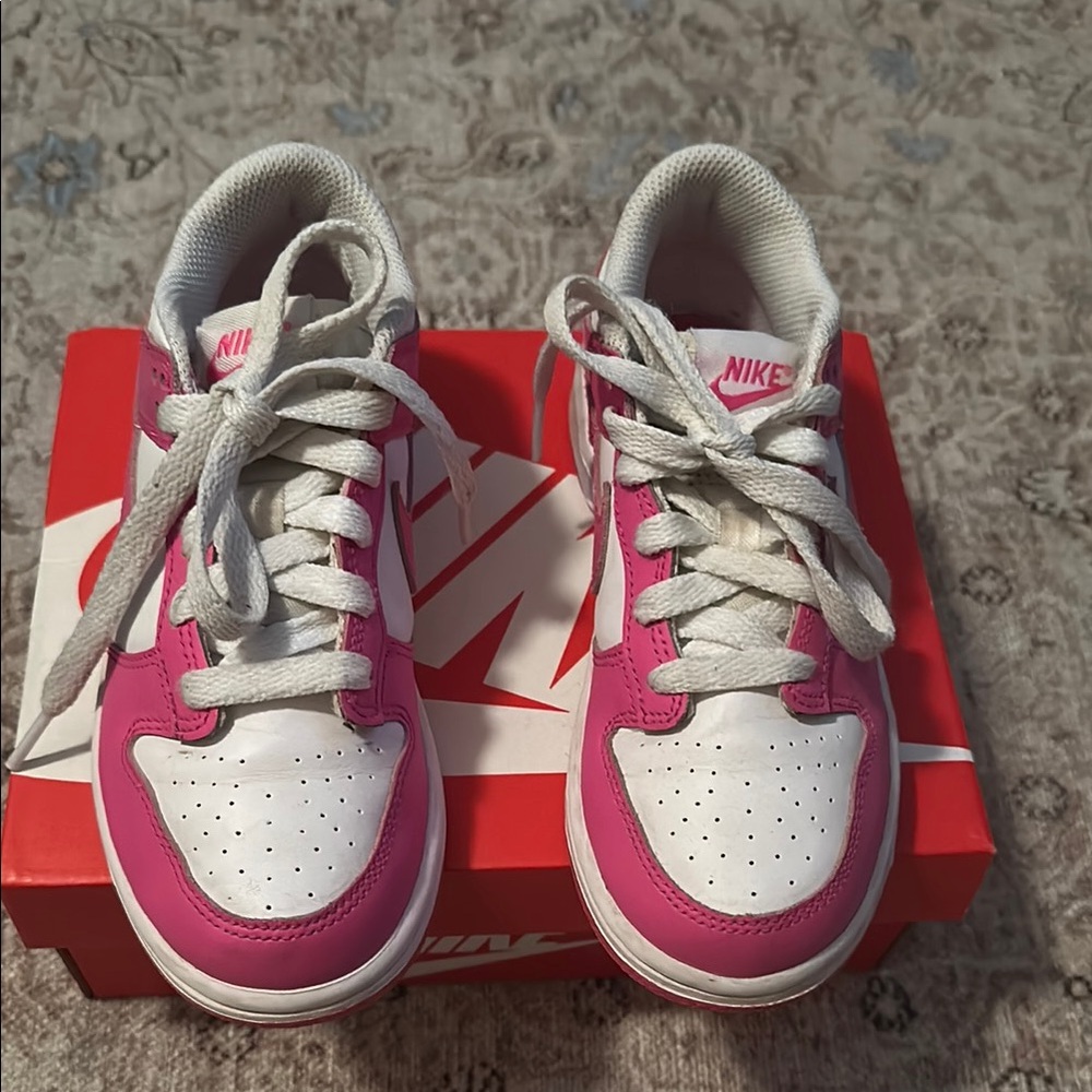 Nike Kids Pink and White Sneakers